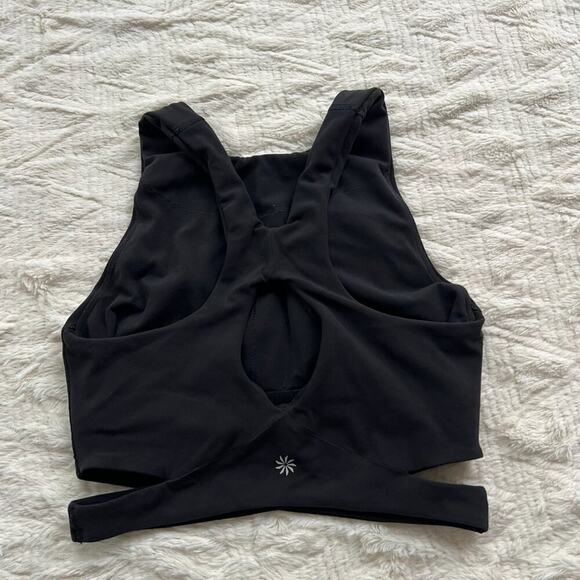 Athleta Conscious Crop Cut-Out Sports Bra Top in Black - Picture 3 of 4